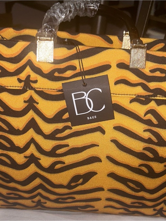 Handbags - BC Bags Tiger Print Orange & Black Tote